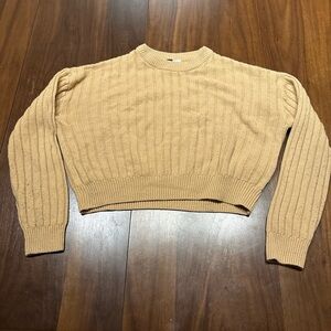 H&M Beige Ribbed Crew Neck Sweater